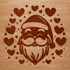 Santa's Heartfelt Face Illustration A vector illustration of Santa Claus's head, adorned with heart-shaped decorations around his face.