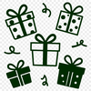 A stylized illustration of a gift box with wrapping paper and ribbon, designed as a vector art.