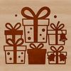 A stylized vector illustration of a gift wrapped in paper with a ribbon.