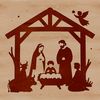 A traditional Christmas nativity scene depicted in a minimalist vector style.