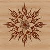 A delicate ornate snowflake design suitable for winter decorations.