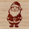 Jolly Old Elf in Festive Finery A digital illustration of a standing Santa Claus figure in traditional Christmas attire.