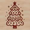 Festive Christmas Tree Design An abstract vector design of a festive Christmas tree with branches and baubles in bold lines and shapes.
