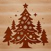 Vector illustration of a traditional Christmas tree with ornaments and lights in a decorative style.
