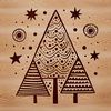 Winter Wonderland Christmas Decoration Illustrative representation of a traditional Christmas tree with ornaments and lights.