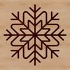 A delicate white snowflake design made from intricate vector lines.