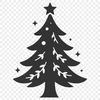 An intricately designed vector graphic of a festive holiday Christmas tree silhouette.