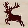 A reindeer standing in a winter landscape with snow-covered trees, suitable for Christmas-themed designs.