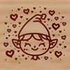 Jovial Elf Design A jovial Christmas elf with love hearts in his hair, perfect for festive designs.