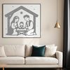 A traditional Christmas nativity scene depicted in a vector format, suitable for cutting machines or laser engraving.