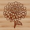 Chrysanthemum Blooms in Garden Setting A stylized digital rendering of a chrysanthemum bloom in a botanical garden setting, suitable for graphic design projects.