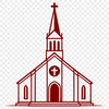 Stylized Baptist Church Silhouette A stylized illustration of a traditional Baptist church with a steeple and cross.