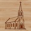 Simple yet Elegant Church SVG A vector graphic representation of a classic Protestant church structure featuring a central nave and entrance.