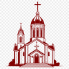 Traditional Catholic Church Facade Illustration A detailed illustration of a traditional Catholic church facade with ornate architecture.