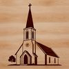 Vector Church Design Elements An editable vector graphic of a place of worship featuring classic church design elements.