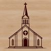 A modern SVG design of a Baptist church building with a simple architectural style.