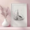 Classic Baptist House of Worship A simple illustration of a traditional Baptist church with a steeple and entrance.