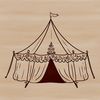 Traditional Circus Tent Illustration A stylized illustration of a traditional circus tent with fabric walls and a central pole.