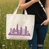 A detailed illustration of a city skyline at sunset, suitable for vector graphic design.