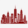 A detailed illustration of a city skyline with skyscrapers and buildings.