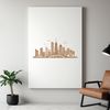 A digital illustration of a city skyline with iconic buildings and skyscrapers.