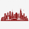 A stylized illustration of a modern city skyline with tall skyscrapers and bustling streets.