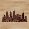 Stylized Cityscape SVG Design A stylized illustration of a city skyline with iconic skyscrapers and a bustling urban landscape.