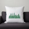 Sunset Cityscape Design A stylized digital illustration of a city skyline at sunset.