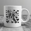 Cute Dog Clipart with Love Hearts A stylized illustration of a happy Boston Terrier with hearts surrounding its head.
