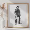 Free Vector Art Cowboy Silhouette A rugged cowboy illustration in vector format, suitable for digital cutting machines like Cricut.