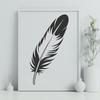A stylized feather illustration created using vector graphics.