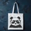 Gentle Giant Wearing Specs A black and white illustration of a panda bear wearing glasses, highlighting its distinctive markings and facial expression.