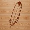 A stylized illustration of a single bird feather in vector format.