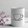 Floral Teacup Design A white ceramic teacup with floral design on a transparent background.