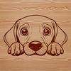 Curious Canine Character Illustration A high-quality vector illustration of a Weimaraner dog with its head peeking out from behind a tree.