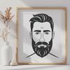 Vector Illustration of a Man with Beard A male figure with a beard, created in vector format as an SVG file.