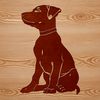 Beautiful Sitting Doberman Pinscher Illustration A detailed illustration of a sitting Doberman Pinscher breed dog.