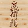 A cowboy illustration created in vector format for digital and crafting applications.
