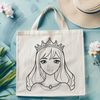 A digital rendering of a princess in a regal pose, suitable for design and crafting projects.