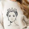 Female character royal attire SVG template A female character in royal attire, suitable for use as vector art or clip art.