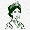A young female character in royal attire, suitable for digital design projects.
