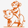 Whimsical Primate Piglet Illustration A cartoon monkey with pig features, suitable for vector art and design.