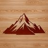 A digital illustration of a mountain landscape in a vector format, suitable for cutting machine designs and graphic projects.