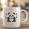Cute Panda with Heart Surrounds An illustration of a cute panda with heart symbols surrounding its body.