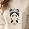 A young female character in royal attire, suitable as vector art for digital designs.