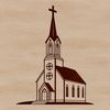 Elegant Church Arch Design A detailed design of a classic house of worship featuring arches and a tall spire.