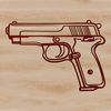 A scalable graphic representation of a pistol.