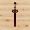 Elegant Digital Sword Design A detailed digital illustration of a sword, suitable for vector art and cutting machine designs.