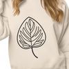 A stylized vector illustration of a single leaf with intricate details, suitable for digital use in various applications.