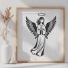 Vector illustration of a stylized angel character, suitable for graphic design projects and digital cutouts.